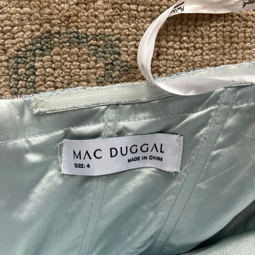 Mac Duggal Strapless Brocade Midi Dress with Pockets NWT Blue Multi - Picture 8 of 15